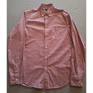 J. Crew Mercantile Flex Maroon White Plaid Button-Up Shirt Size Medium, Mens M